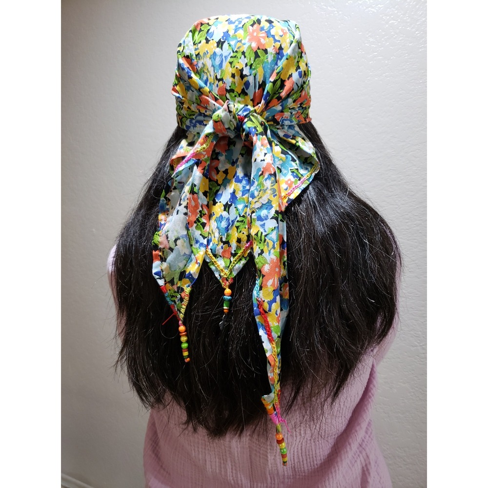 Handmade Bandana Headscarf Tassel Bead Boho Scarf Coquette Fairy Hippie Festival